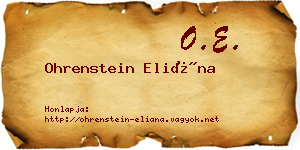 Ohrenstein Eliána névjegykártya
